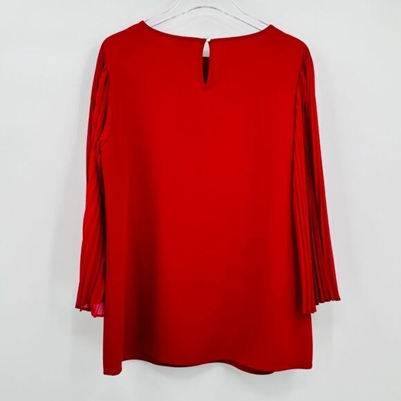Chico’s Size 1 Small Red Pleated Sleeve Career Blouse Top - Picture 6 of 6